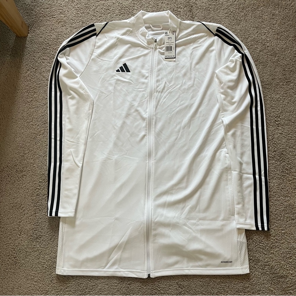 Adidas Men’s Tiro 23 League Training Jacket Size 2XLT3 White Signature Stripes